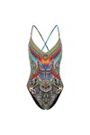 Camilla V Neck One Piece With Ring Trims Guardians Of The Sun In Blue