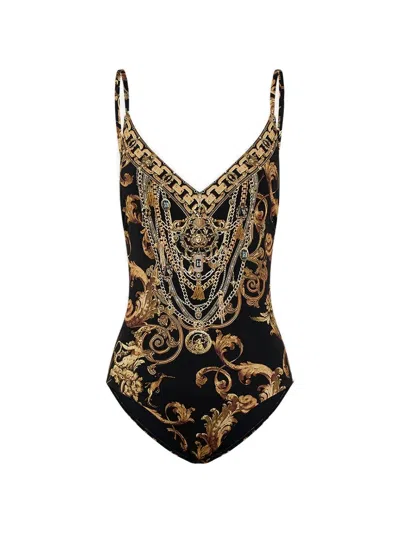 Camilla V-neck Print Swimsuit In Multi