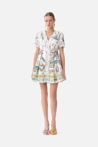 Camilla V Neck Short Dress With Short Sleeves Art For The Artisans In White