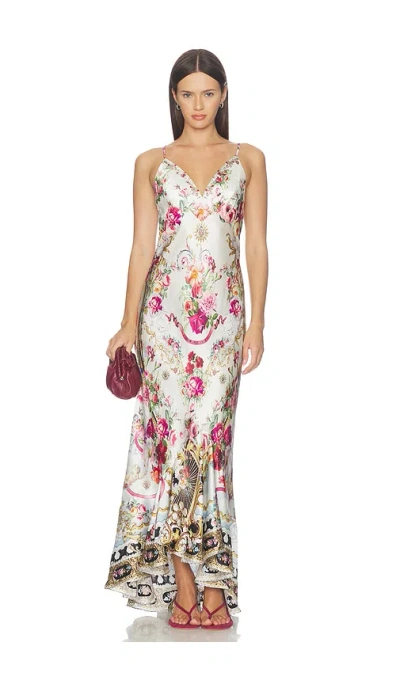 Camilla V Neck Slip Dress With Flounce Hem 슬립 원피스 In Torero Libertine