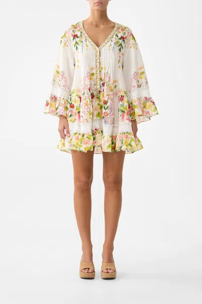 Camilla V Neck Tiered Dress The Call Of Catalonia In White