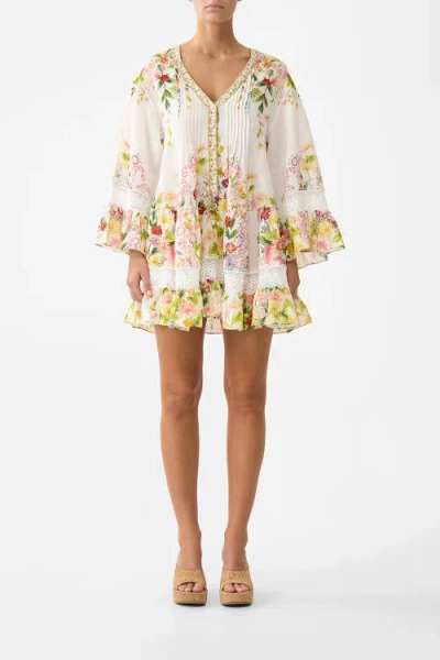 Camilla V Neck Tiered Dress In White