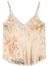 Camilla V-neck Bias Cami Adorned In Antiquity In Neutrals