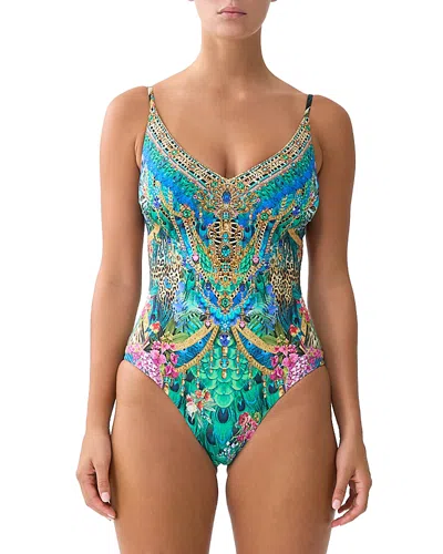 Camilla V Neck Underwire One Piece Swimsuit In Multi