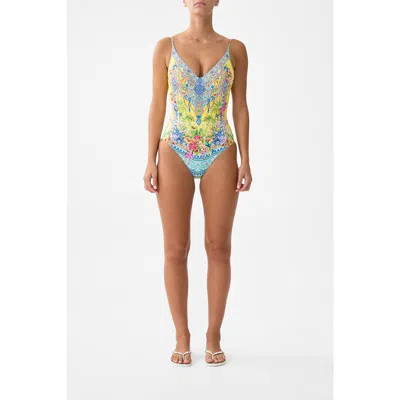 Camilla V Neck Underwire One Piece With Scoop Back In Multi