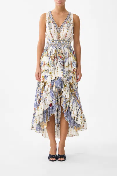 Camilla V Neckline High Low Dress The Pottery Parlour In Multi