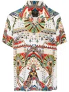 Camilla Short Sleeve Camp Collared Shirt Valley Of The Queens In Multicolor