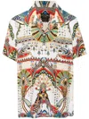 Camilla Short Sleeve Camp Collared Shirt Valley Of The Queens In White