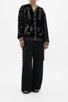 Camilla Velvet Longline Varsity Jacket Cat Worship