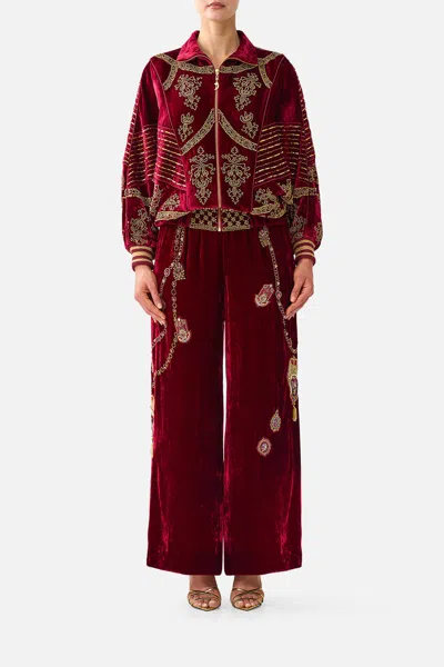Camilla Velvet Relaxed Track Pant With Side Panel Call Me A Carriage In Red