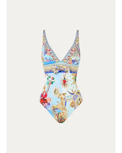 Camilla Verses In Vintage High Triangle One-piece Swimsuit In Multi