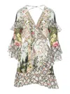 Camilla Renaissance Romance Silk Wrap Minidress In Multicolour