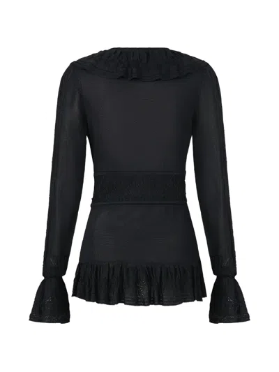 Camilla V-neck Blouse In Black