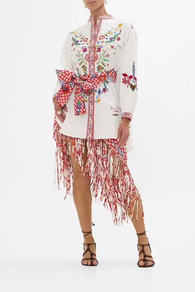 Camilla Waist Tie Button Through Shirt Faith In Multi