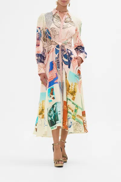 Camilla Waist Tie Shirt Dress Haute Passport In Multi