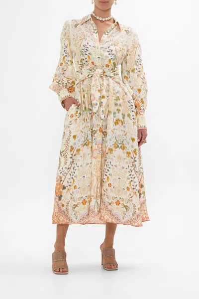 Camilla Waist Tie Shirt Dress In Honour Of Heirlooms In Neutral