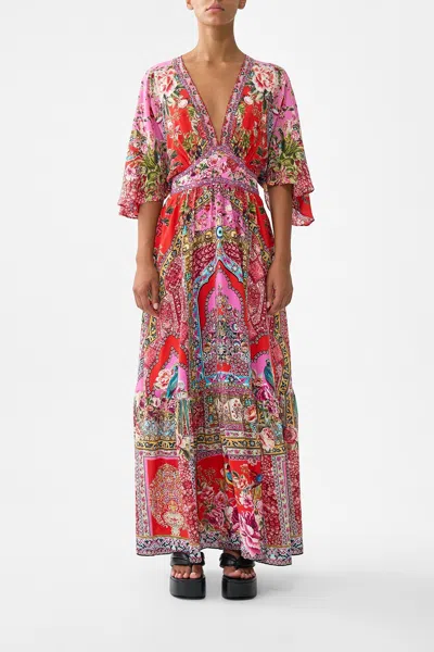 Camilla Waisted Dress With Hem Ruffle Heirloom Empire In Multi