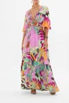Camilla Waisted Dress With Hem Ruffle Giza Goddess In Multi