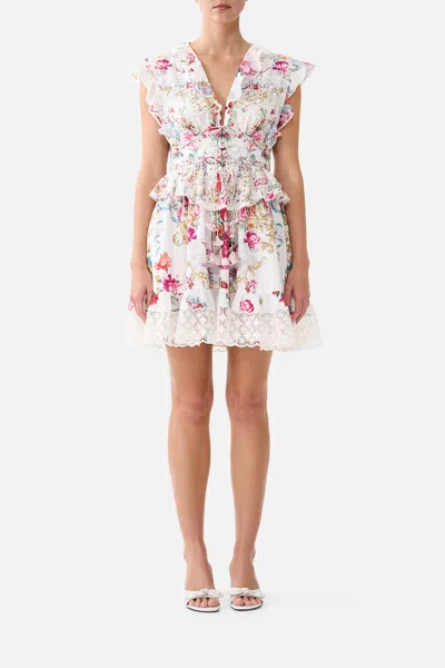 Camilla Waisted Short Dress With Ruffle Details Torero Libertine In White
