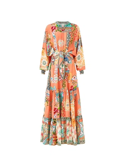 Camilla Waist-tie Maxi Dress In Orange