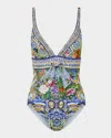 Camilla Wall To Wall Tie Tri One-piece Swimsuit In Wall To Wall Wonders