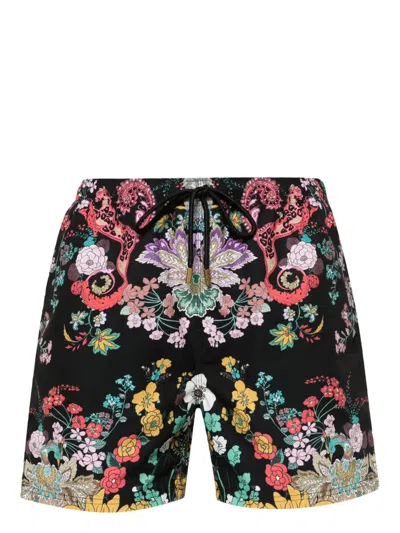 Camilla We Wore Folklore-print Swim Shorts In Black
