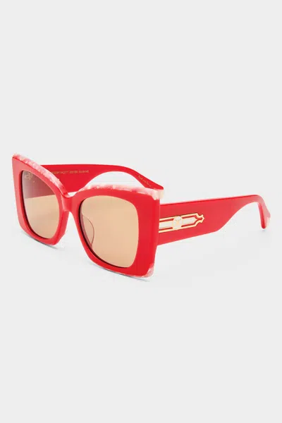 Camilla Where's My Valet Sunglasses Solid Poppy / Ivory Marble Gold In Red