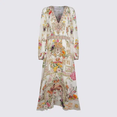 Camilla White And Pink Silk Dress In Egyptian Rose