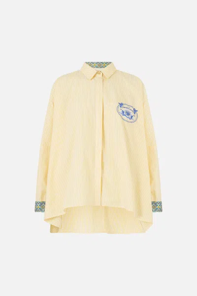 Camilla Wide Body Collared Blouse Beneath The Andalusian Sun In Yellow