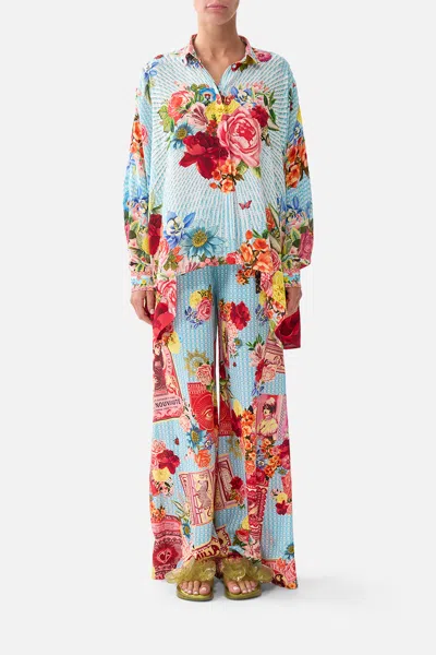 Camilla Wide Body Collared Blouse Papers And Curious Capers In Blue