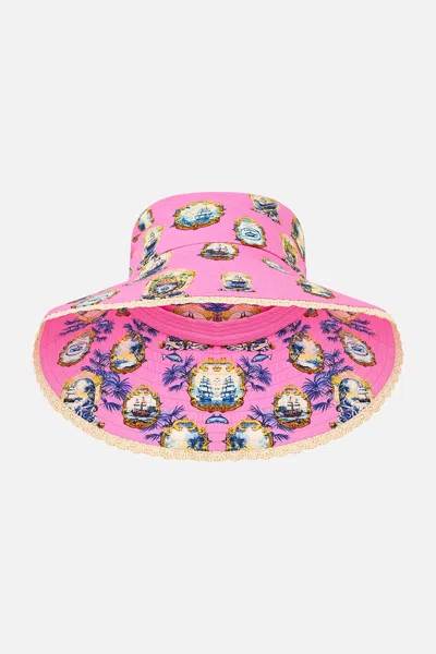 Camilla Wide Brim Bucket Hat Salty Splendour In Pink