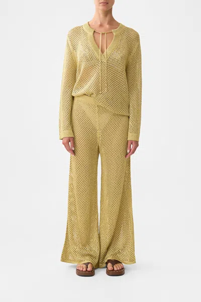 Camilla Wide Flare Knit Pant Ottoman Dynasty In Yellow