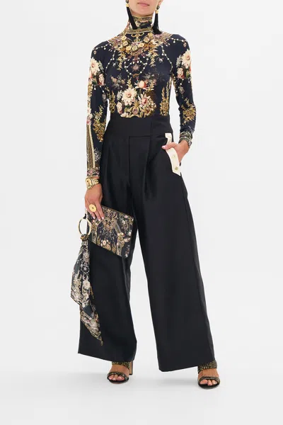 Camilla Wide Leg Pant With Buttons Dynasty Daze In Black