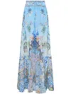 Camilla Sheer Wide Leg Pant Al Manial Palace Memoirs In Blue