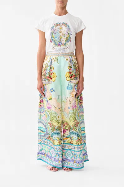 Camilla Wide Leg Trouser With Front Pockets Just Coasting In Multi