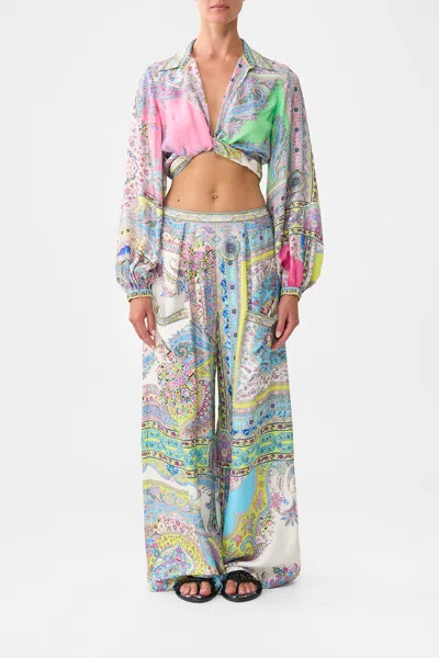 Camilla Wide Leg Trouser With Front Pockets Magic Carpet Ride In Multi