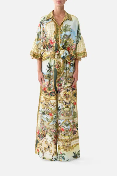 Camilla Wide Leg Trouser With Front Pockets Wanderlust Empire In Green