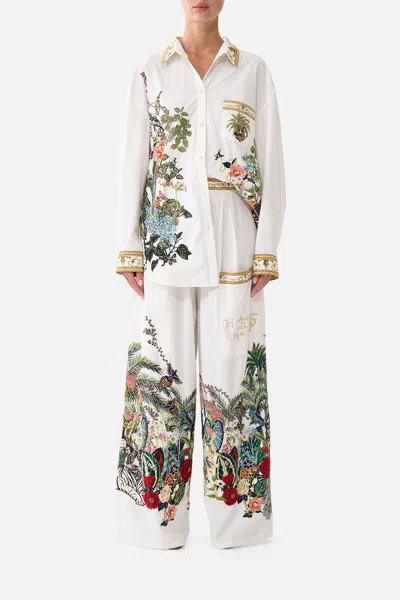 Camilla Wide Leg Trouser With Front Pockets Wanderlust Empire In White