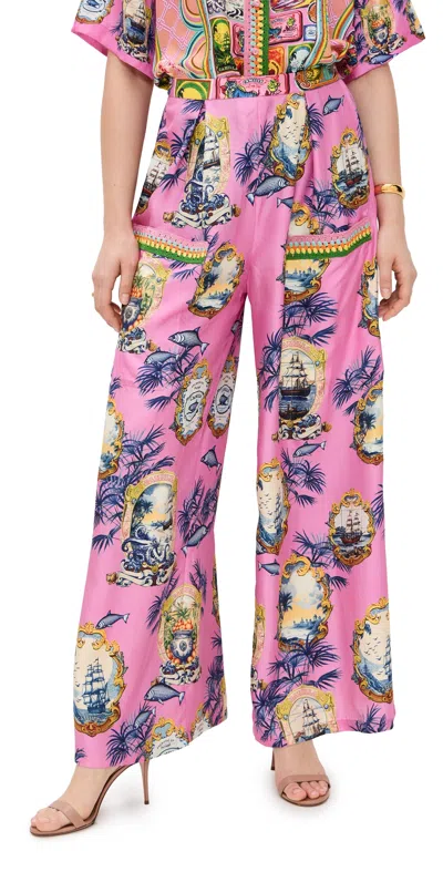 Camilla Wide Leg Trousers With Front Pockets Salty Splendour In Salty Splendor