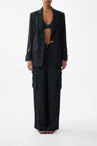 Camilla Wide Leg Utility Pants Solid Black