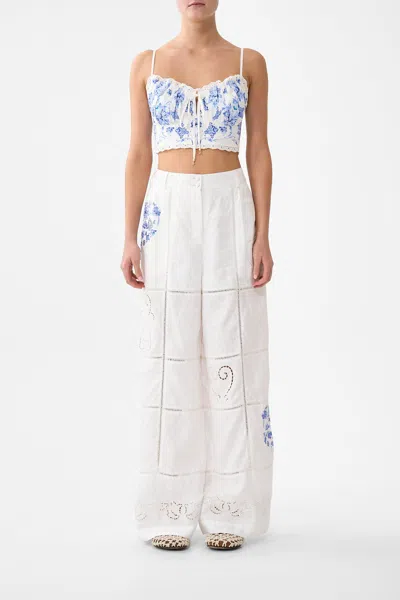 Camilla Wide Leg Waisted Pant All About That Lace In White