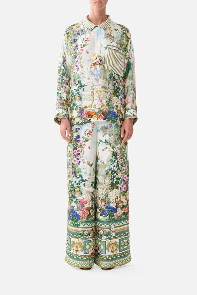 Camilla Wide Leg Waisted Pant Art For The Empress In Green