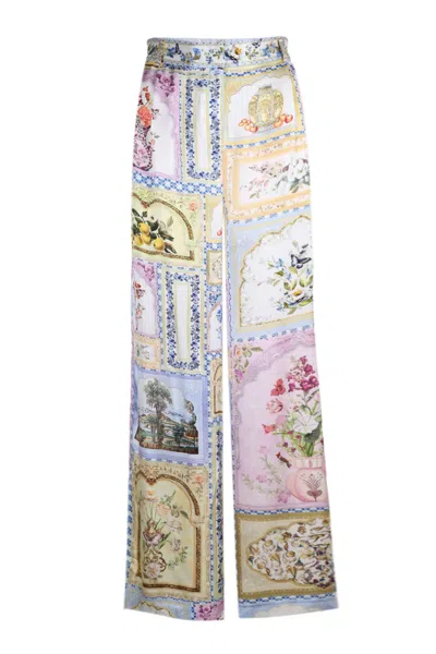 Camilla Wide Leg Waisted Pant Botanical Ballads In Multi