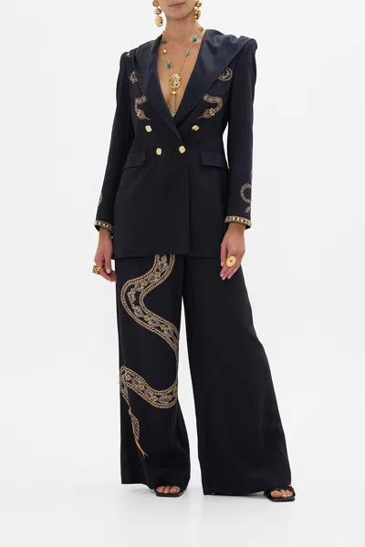 Camilla Wide Leg Waisted Pant Call Me Cleopatra In Black