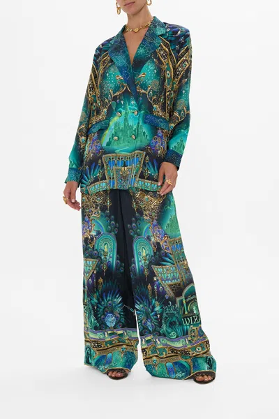 Camilla Wide Leg Waisted Pant Defy Gravity In Blue
