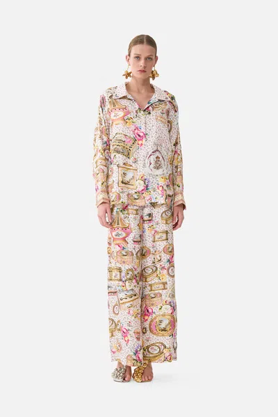 Camilla Wide Leg Waisted Pant In The Heart Of Art In Multi