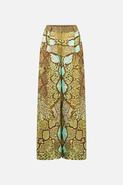 Camilla Wide Leg Waisted Pant My Sweet Serpentine In Green