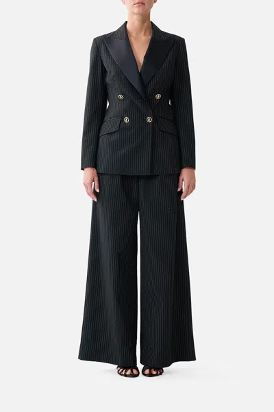 Camilla Wide Leg Waisted Pant Night Garden In Black
