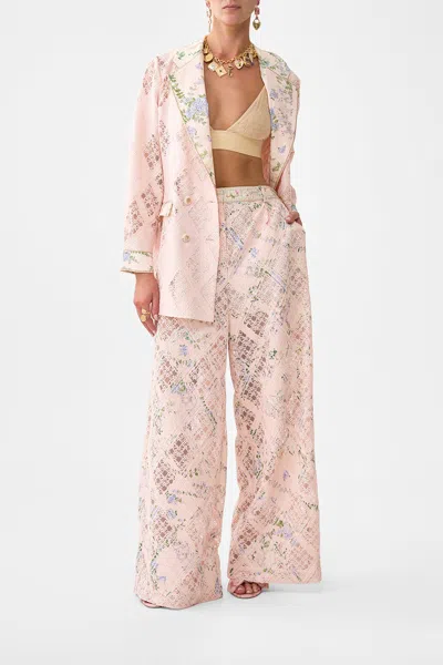 Camilla Wide Leg Waisted Pant Palacio Playground In Pink