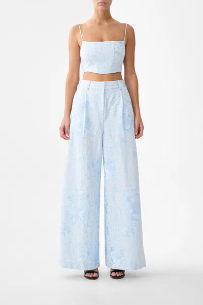 Camilla Wide Leg Waisted Pant Seville Sweetheart In Blue